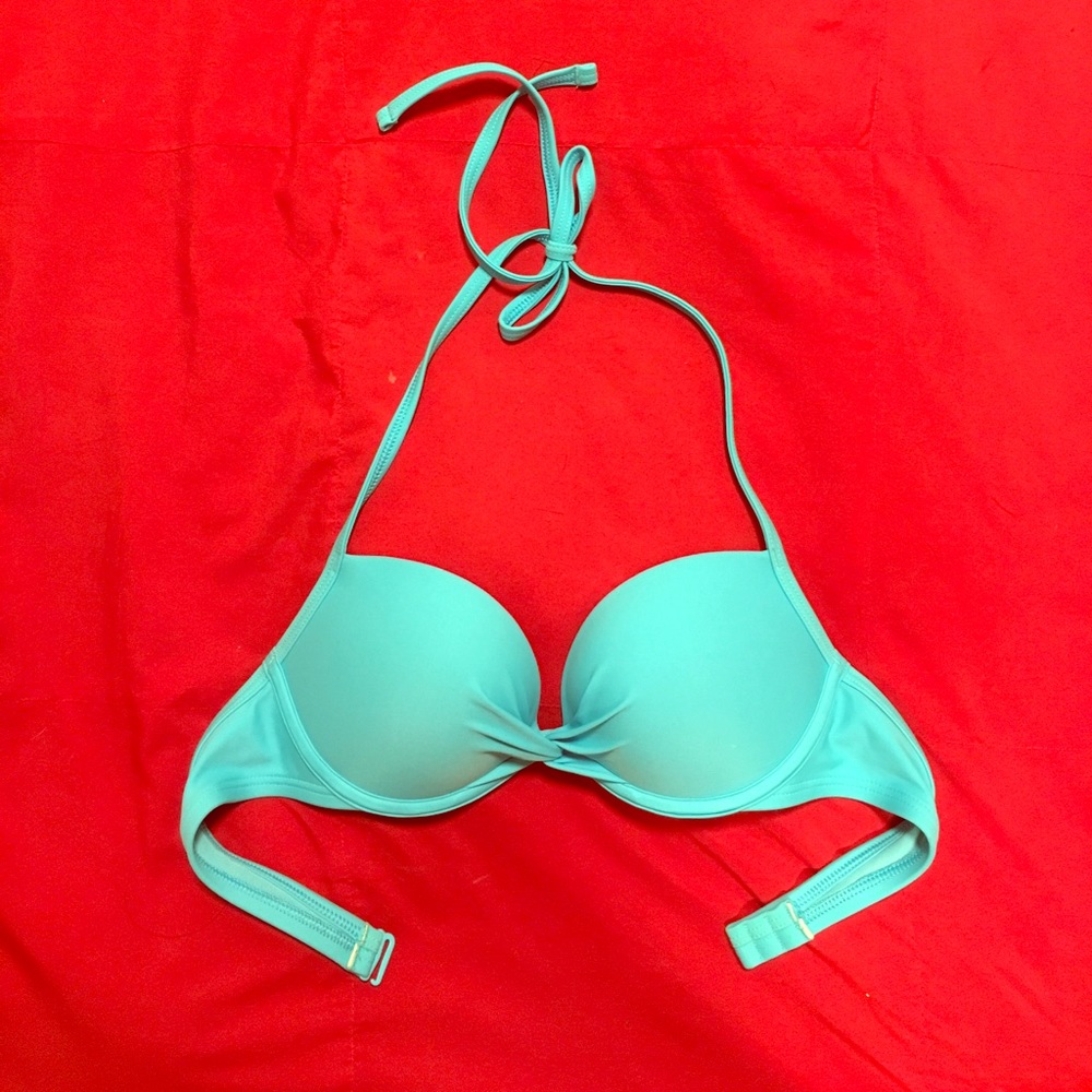 Push up blue/green bikini top